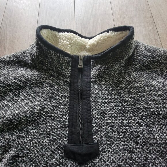 Orvis Mens XXL Black White Pullover Fleece Quarter Zip Sweater - Picture 2 of 15